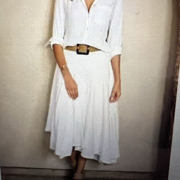 Soft Surroundings Women's Boho Gauzy Asymmetrical Hem Midi Skirt White Size S - Picture 1 of 16
